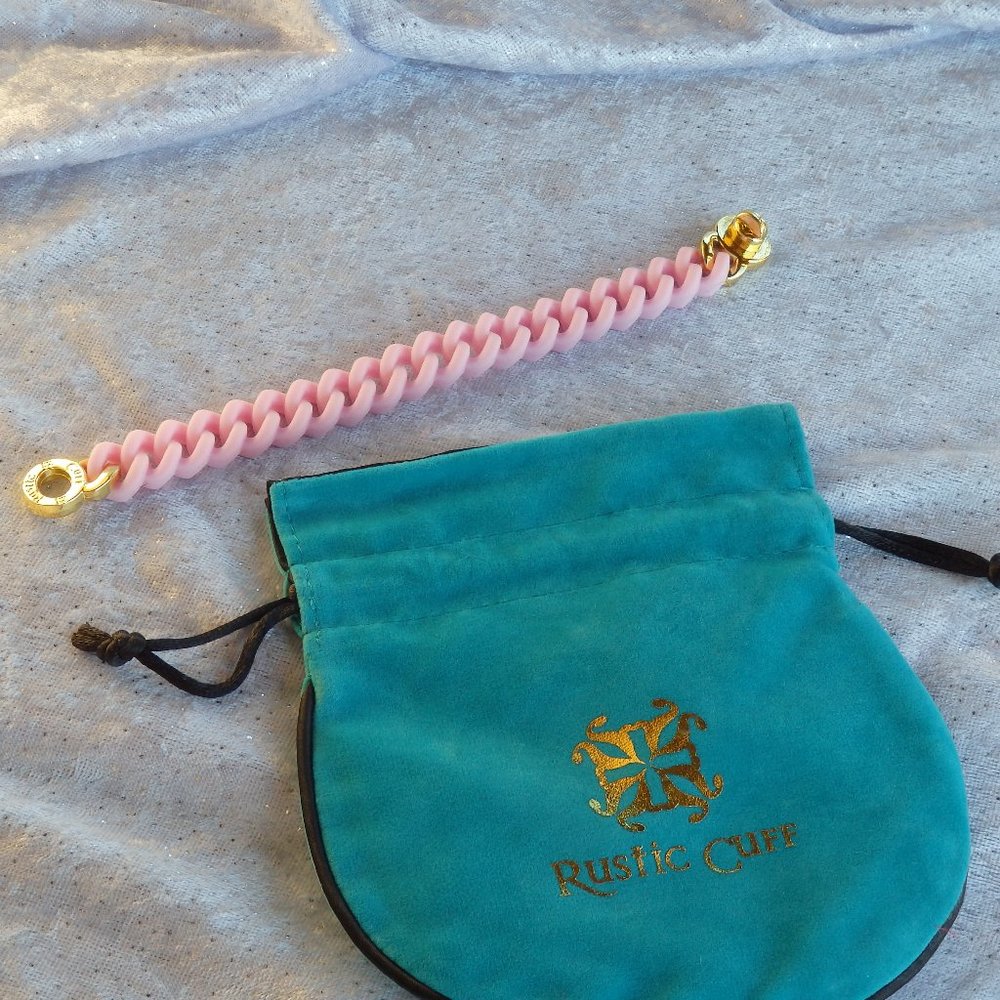 Rustic Cuff Pink Silicone Chain like Bracelet
